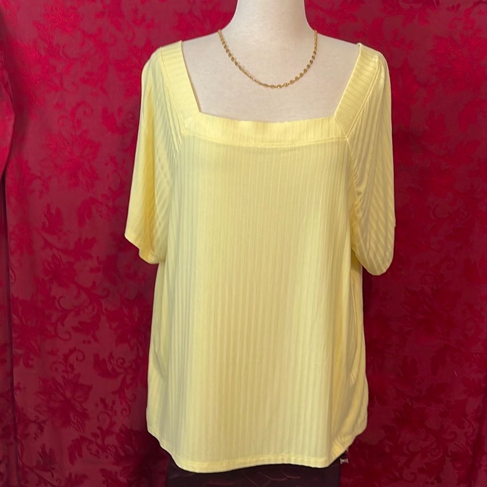 Love, FiRE Yellow Ribbed Tunic Shirt Size 2XL